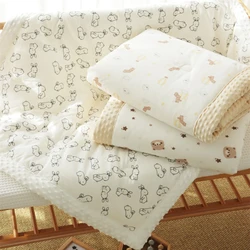 Edredón de algodón grueso para bebé, edredón térmico bordado con diseño de oso y conejo para recién nacido, manta suave para cuna infantil con relleno, invierno