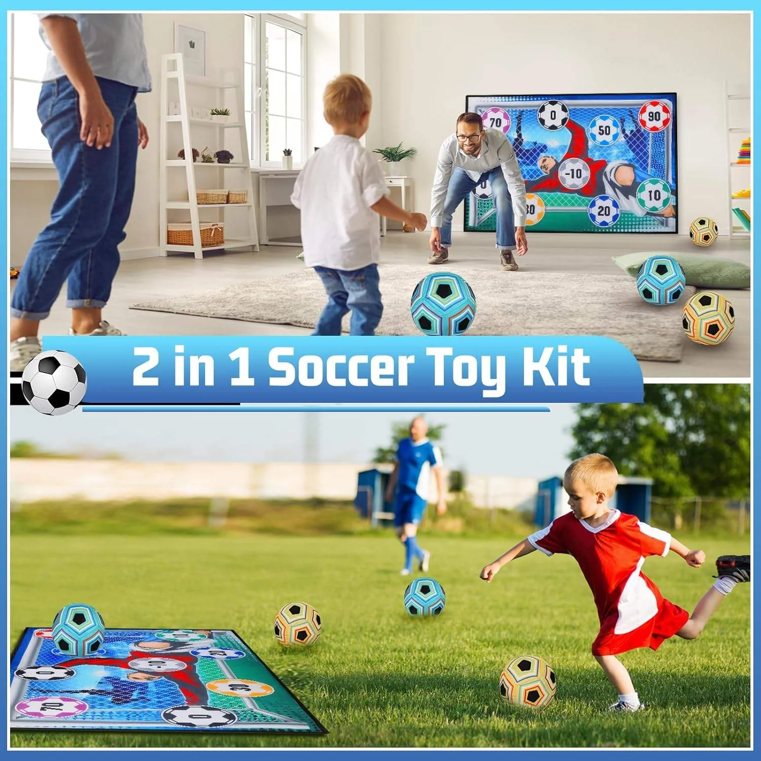 Juego de alfombrillas de fútbol para niños, juguetes de fútbol para interiores y exteriores, juegos de fútbol competitivos multijugador, entrenamiento de fútbol, regalos de Navidad - imagen 2