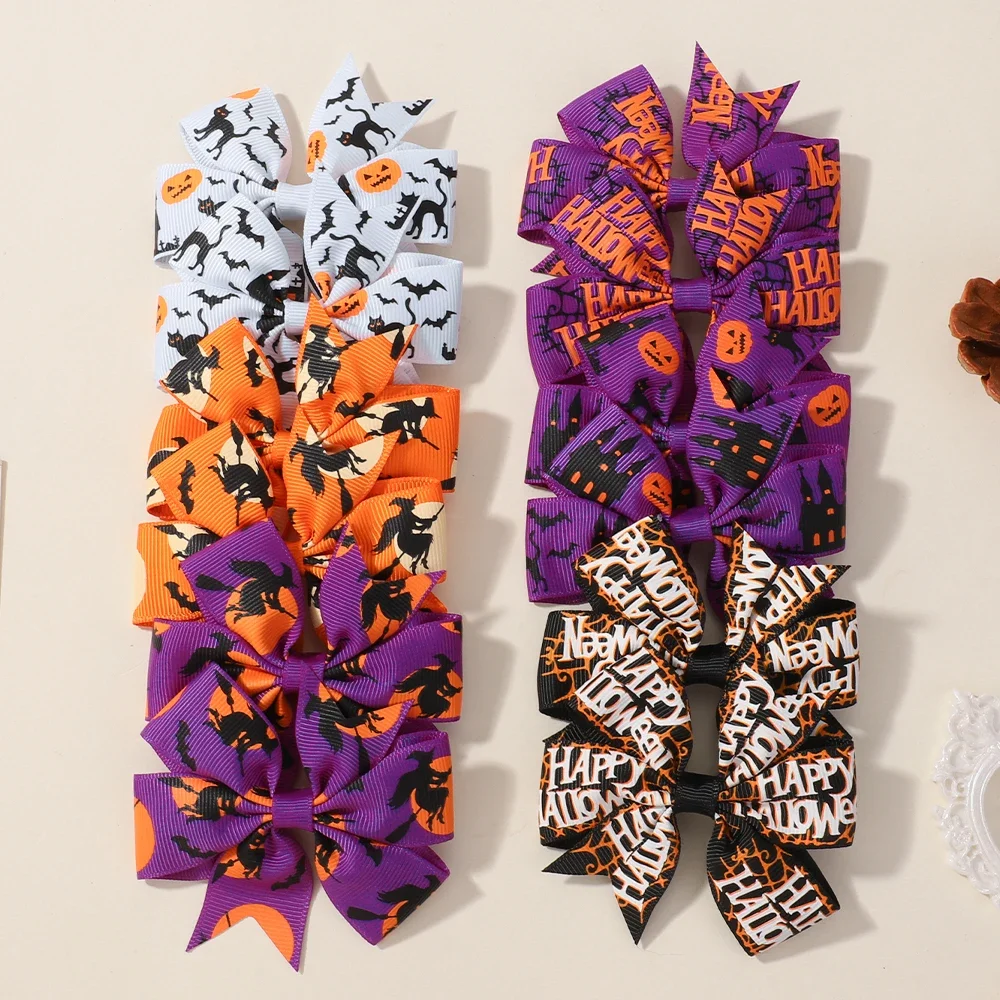 Lazos pelo Halloween niños – Horquillas y pinzas calabaza, bruja y gato - imagen 4