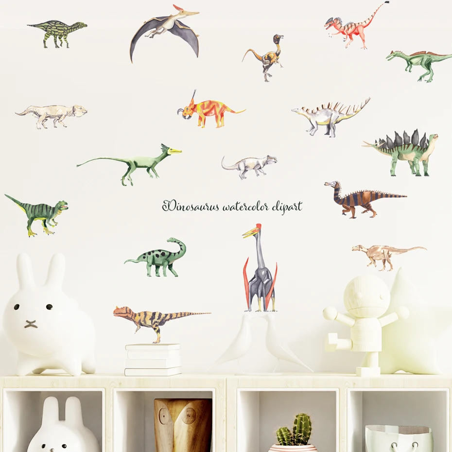 Pegatinas pared infantiles de dinosaurios acuarela estilo vinilo - imagen 5