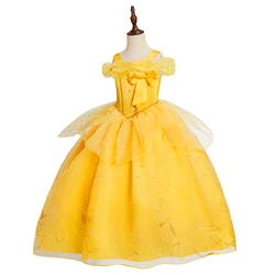 Vestido de princesa niña de tul voluminoso con lazo brillante