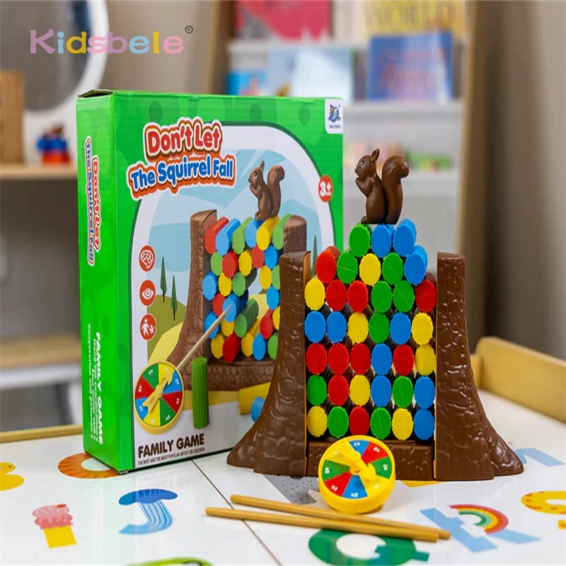 Juego de equilibrio ardilla equilibrio empujando pilas juguetes equilibrio interactivo para padres e hijos juego de rompecabezas de mesa familiar empujando pilas
