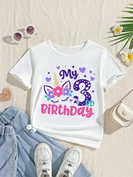 Camiseta unicornio para niña con corazones y flores divertida