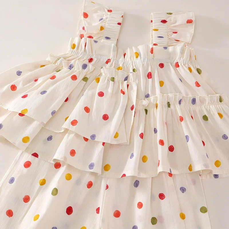 Conjunto verano niña con chaleco de lunares y pantalón suelto - imagen 2