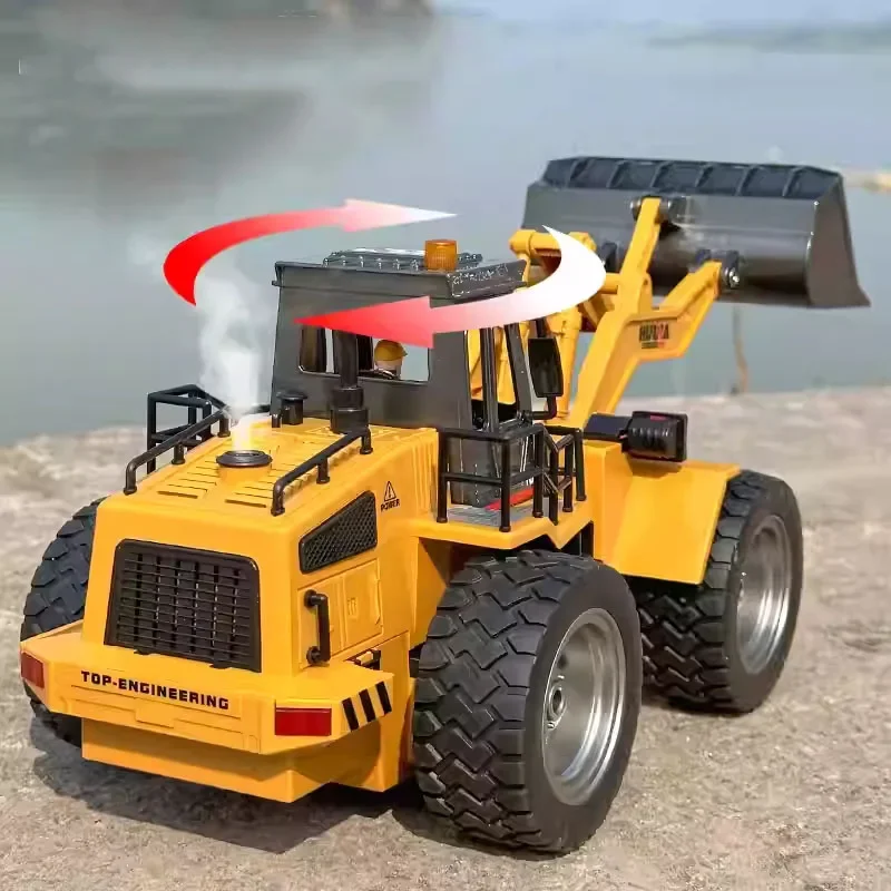 HUINA 1560 1/18 Rc Bulldozer Tractor de aleación modelo 2,4G RC Crawler coches controlados por Radio camiones coche de ingeniería niños juguetes regalos - imagen 4