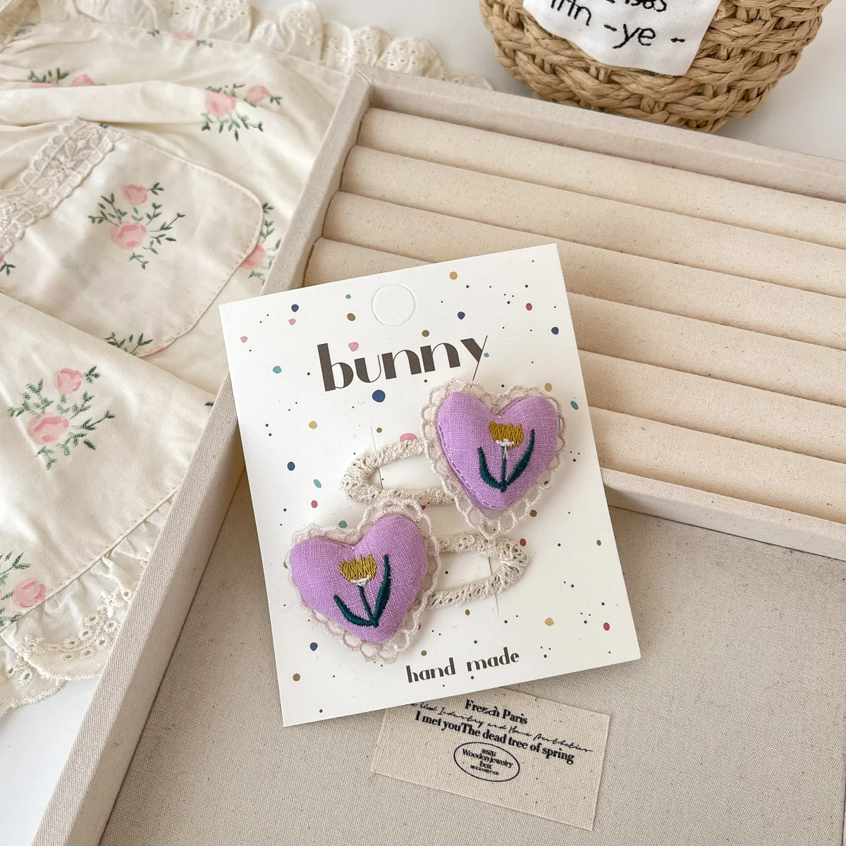 2 uds. Pinzas para el cabello con forma de corazón para niñas, horquillas con flequillo bordado de flores, pasadores de Clip LATERAL para el cabello, accesorios para el cabello para niños - imagen 4