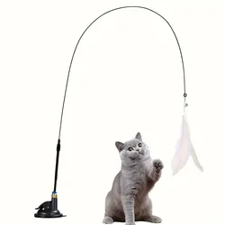 Palo teaser interactivo con pluma para gatos – Varilla larga con campana