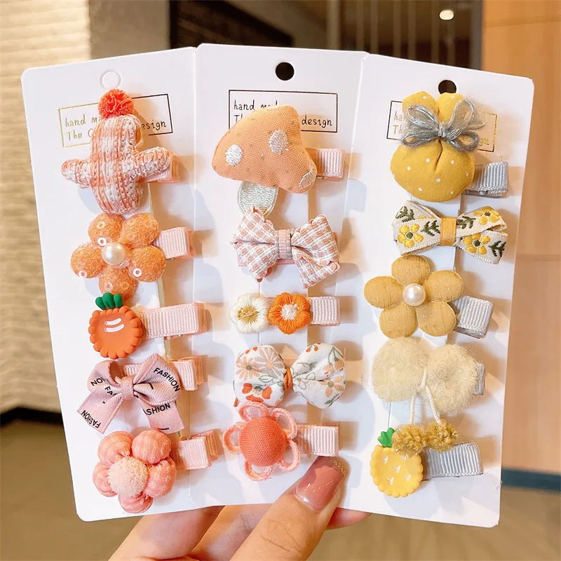 5 unids/set lindo Kawaii bebé lazos Clip de pelo para niños niñas Color sólido horquillas pasadores sombreros hechos a mano accesorios para el cabello regalos - imagen 4