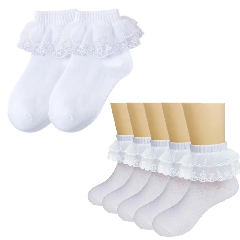 M76C 3 par/pack calcetines algodón para niñas, calcetines tobilleros para bebés, cuentan con bonita decoración para