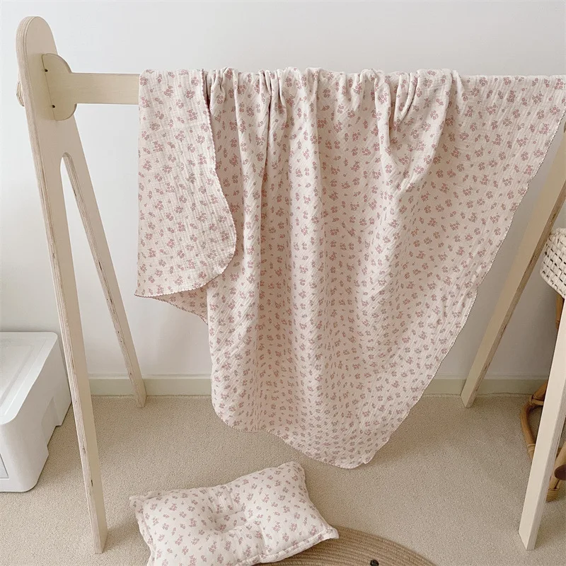 Manta envolvente de algodón y muselina con estampado Floral para bebé, manta receptora de gasa suave para recién nacidos, funda de cama para niños - imagen 4