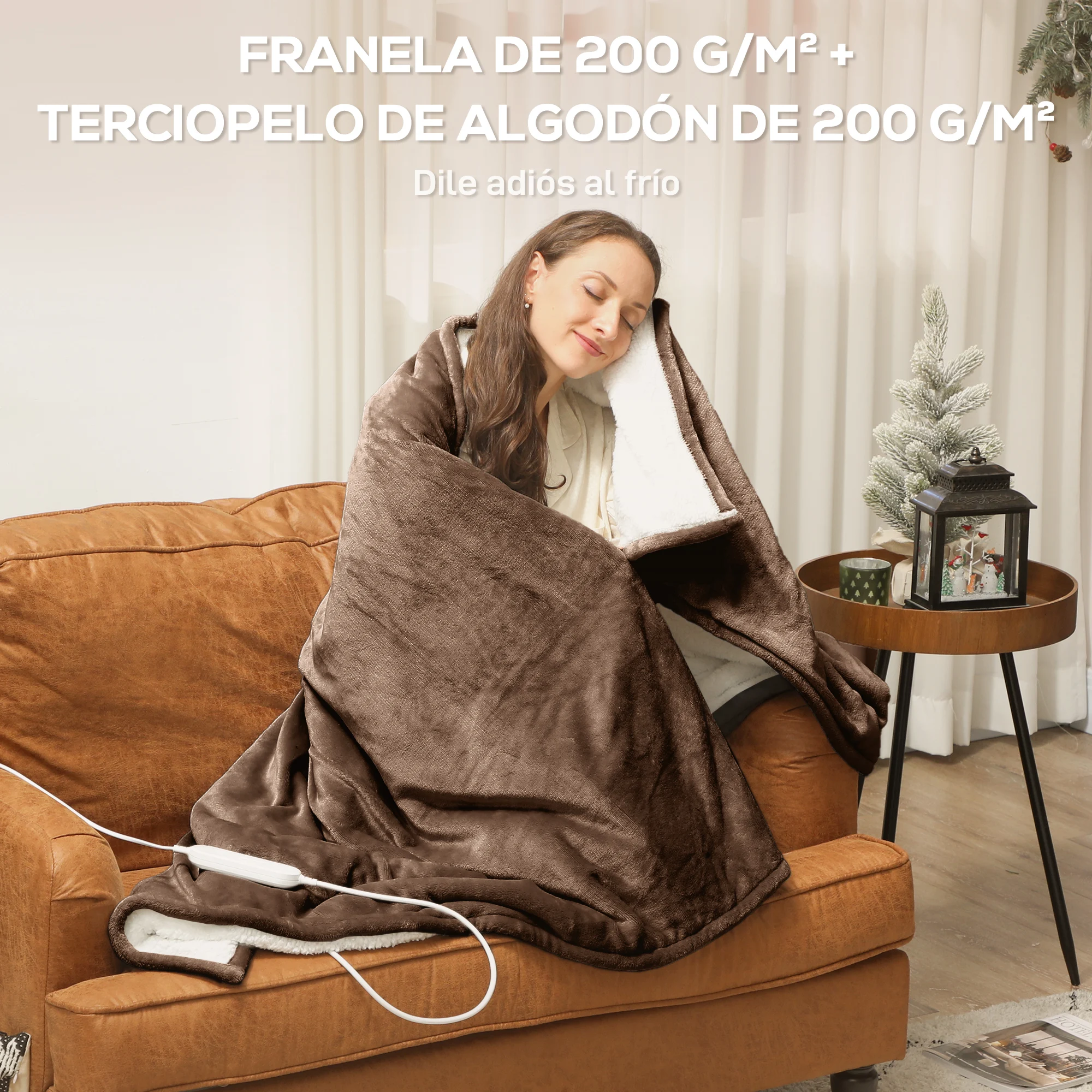 HOMCOM Manta Eléctrica Grande, Manta Térmica Sofá, 180x130 cm, Tejido Suave, 10 Niveles de Temperatura, Temporizador, Lavable en Lavadora, Protección contra Sobrecalentamiento, Pantalla LED - imagen 4