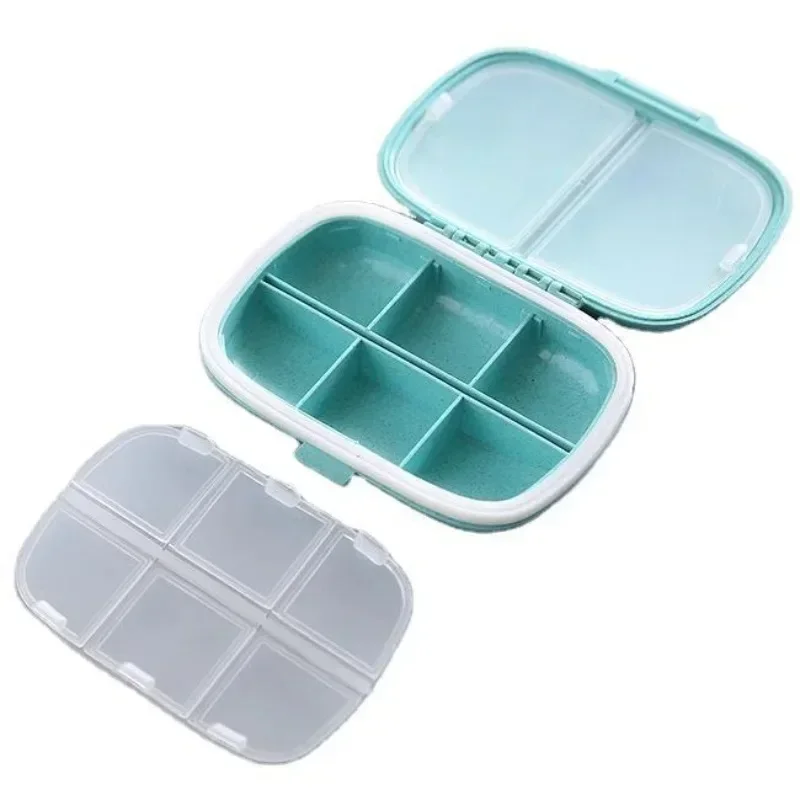 Caja organizadora de pastillas con rejillas, contenedor Mini portátil de 8 viajes, caja dispensadora de almacenamiento de tabletas selladas de trigo para medicamentos - imagen 5