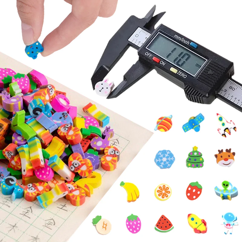 50/100/200 pièces Mini gomme mélange aléatoire Style mignon Animal espace fruits Mini gommes à crayon pour l'école fournitures de papeterie en caoutchouc ZYF