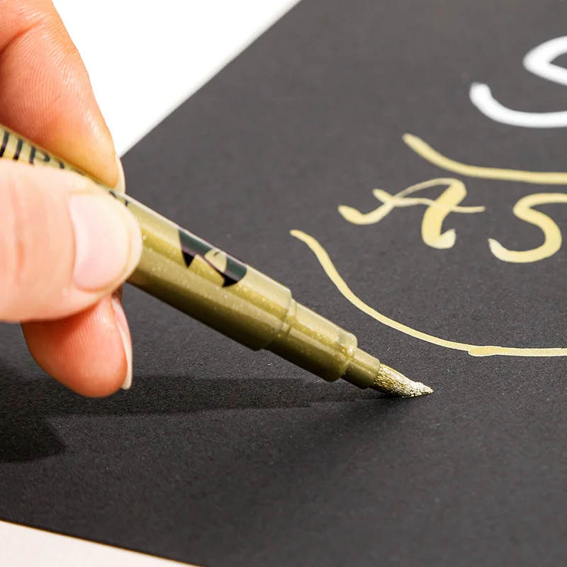 Rotuladores metálicos dorados y plateados y blancos, resistentes al agua, que no se decoloran, para escribir tarjetas, marcador artístico, artefacto, tela para álbum de recortes, 1 ud. - imagen 3