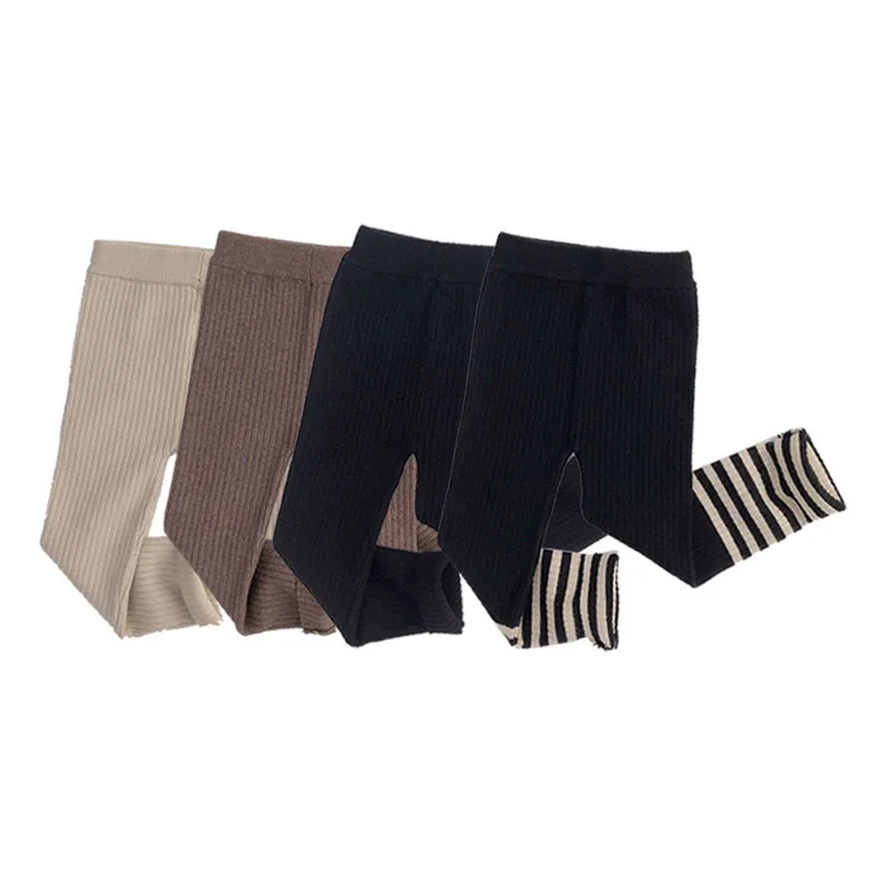 Leggings de punto para niños y niñas, Pantalones rectos de alta elasticidad, 4 colores, 1 a 6 años