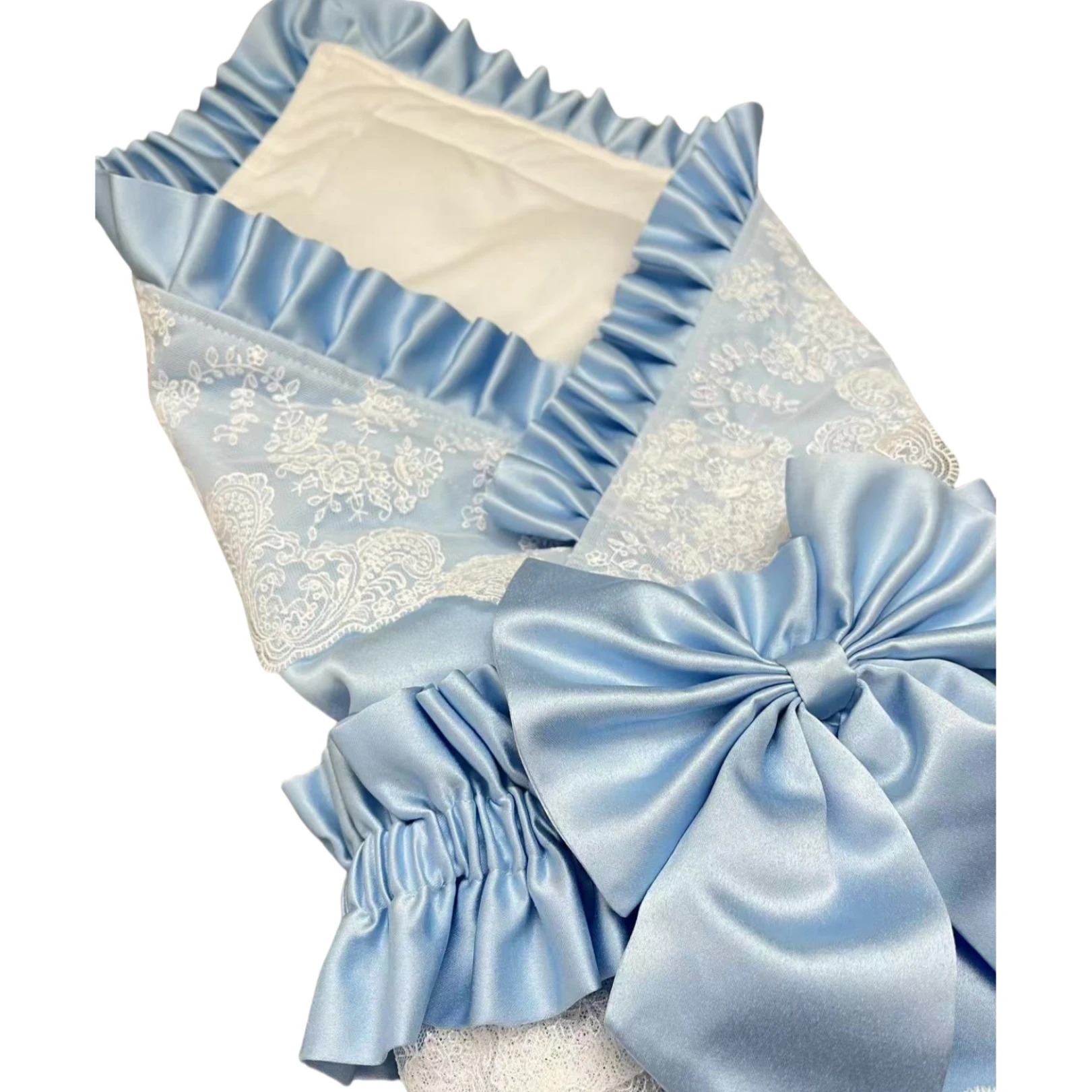 Nombre de bebé bordado personalizado para recién nacidos con marco de lazo grande, pañales infantiles para 0-3 meses, manta receptora, envolturas para dormir - imagen 4