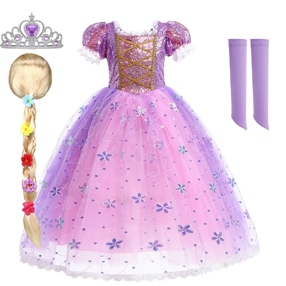 Disfraz de Rapunzel para niña pequeña, vestido de lujo para Halloween, ropa de Navidad, 3, 4, 5, 6, 7, 8, 9 y 10 años