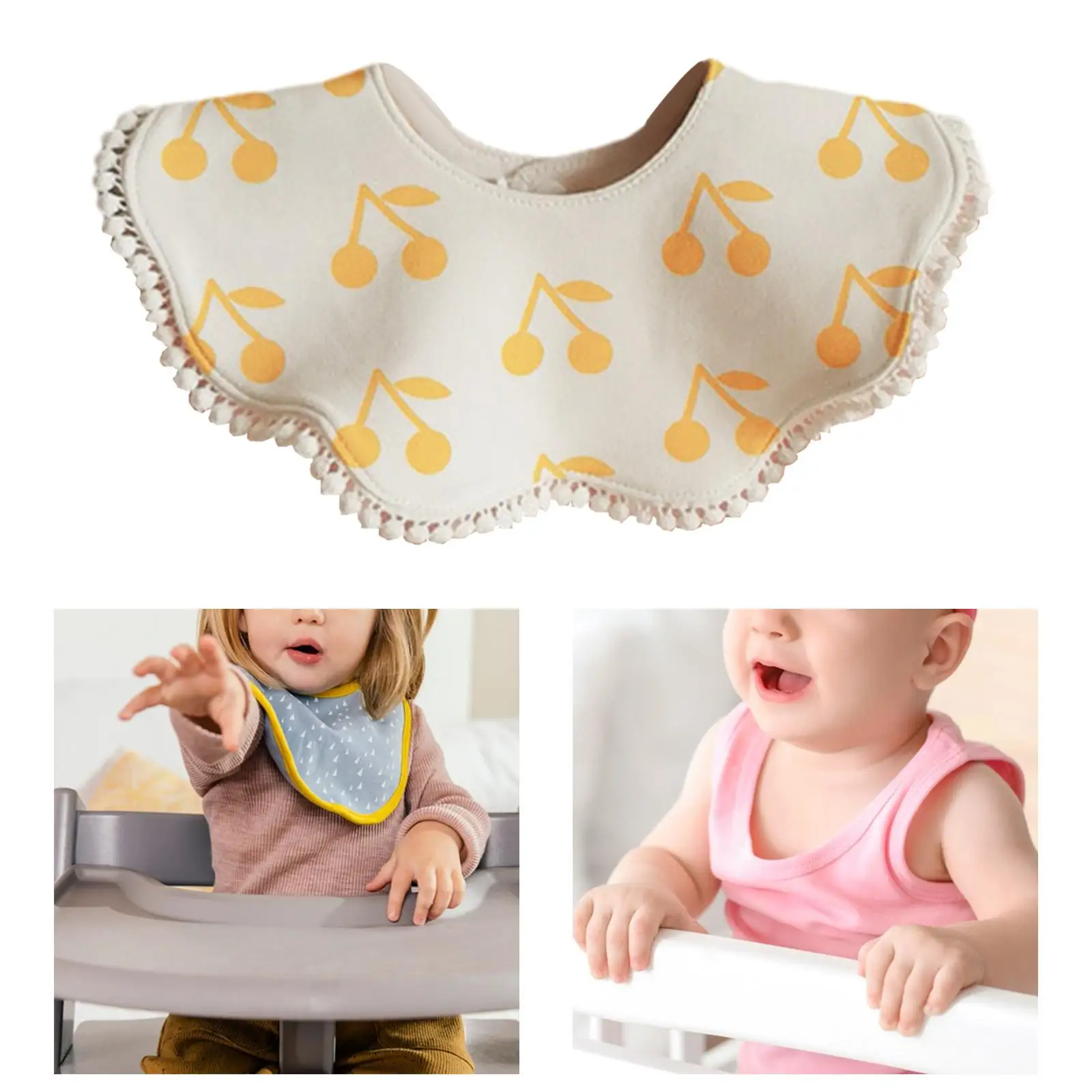 Cotton Bib Absorbent Adjustable Feeding Bibs Handmade Drool Burp Bibs Drool Bib for Infant 0-36 Months Toddlers Boys Girls Gifts
