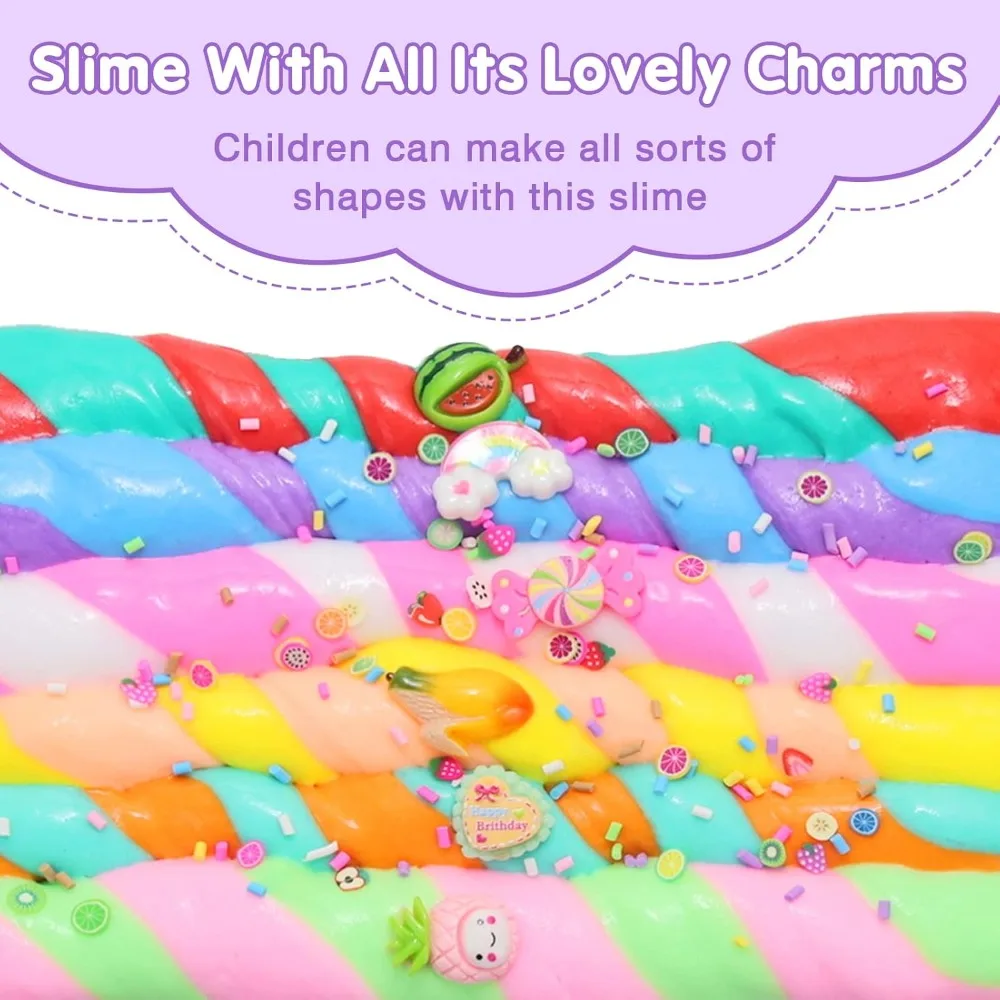 Kit de limo de mantequilla, paquete de 6 recuerdos de fiesta para niños, juguete colorido para aliviar el estrés para niñas, juguete sorpresa de limo suave DIY con regalo de encanto - imagen 3