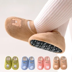Calcetines antideslizantes para bebé, calcetines cálidos de invierno para recién nacido con suela de goma para niñas y niños, zapatillas de suelo para niños pequeños, novedad