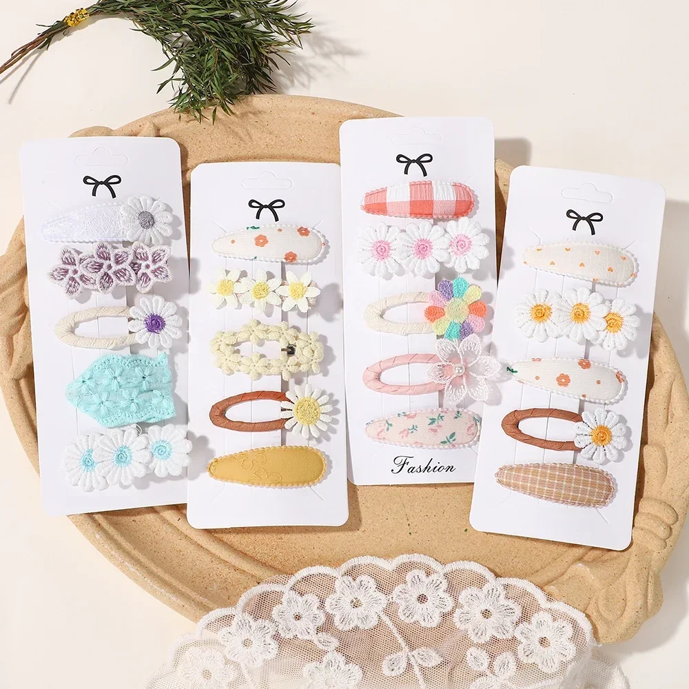 Pinzas para el cabello de niñas – Boutique estampado bordado margarita - imagen 4