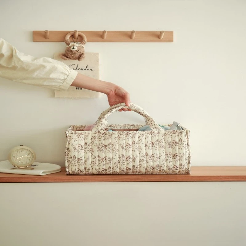 Bolsa de pañales para bebé con estampado Floral, organizador de pañales, bolsa de mamá de gran capacidad, artículos para bebé, bolsa de almacenamiento de juguetes, bolso de viaje para mamá - imagen 4