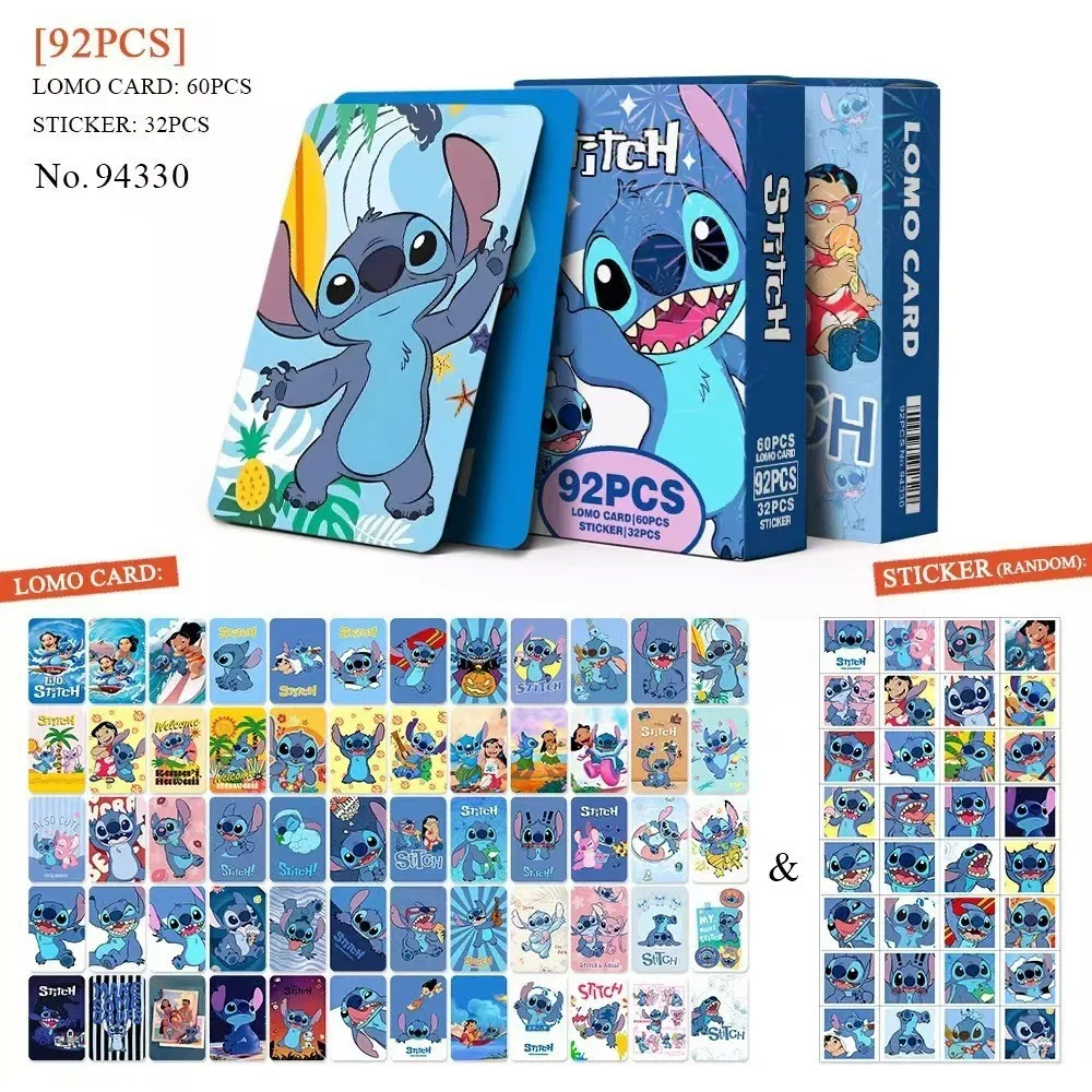 92 pegatinas de puntada (32 piezas) + 60 piezas de tarjetas LOMO, juego coleccionable de anime
