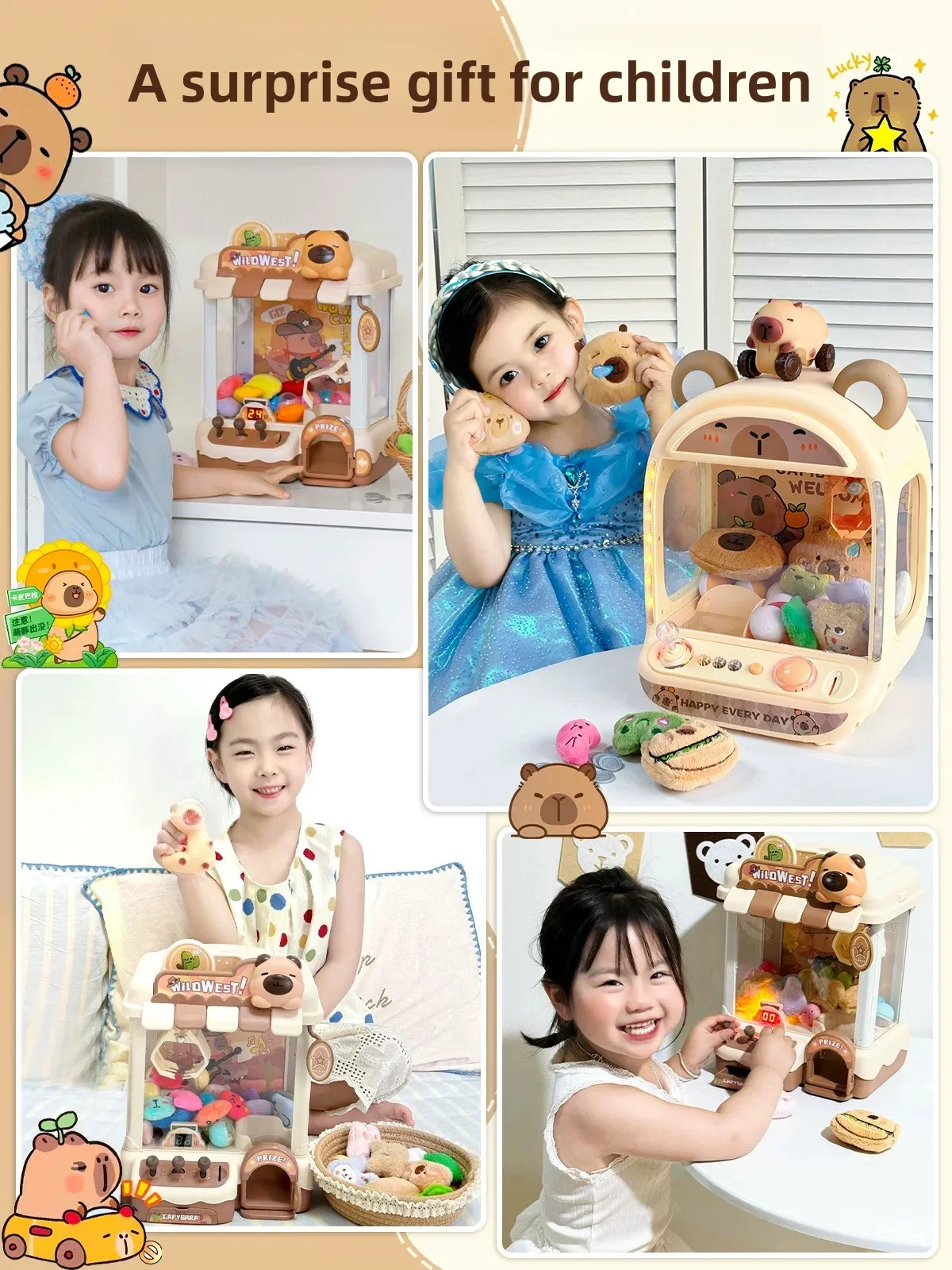 Máquina automática de muñecas DIY para niños, juego que funciona con monedas, Mini garra, juguetes para atrapar, máquinas de grúa, muñeca musical para regalos de navidad - imagen 3