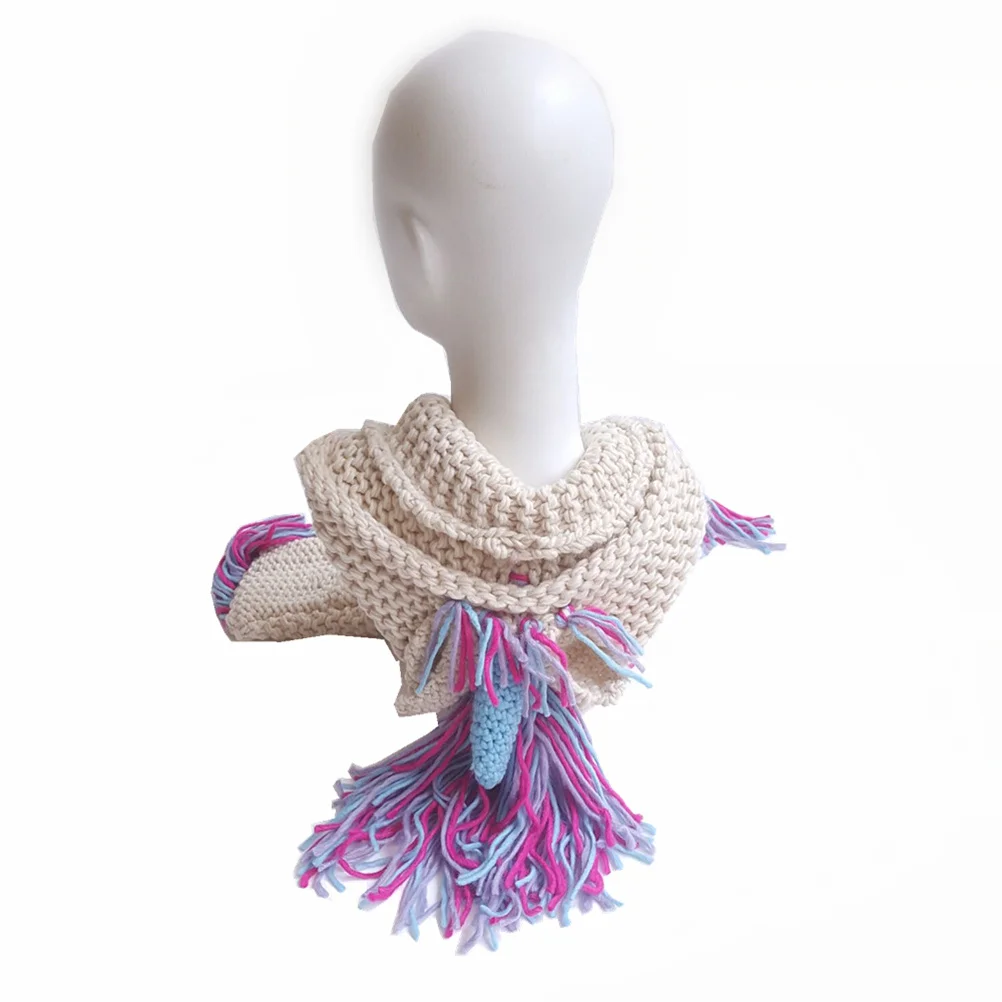 Gorro de invierno colorido hecho a mano para niños, gorro de lana tejido con unicornio, bufanda, gorros cálidos para niños, gorro de unicornio para exteriores - imagen 2