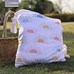 Bolsa de pañales impermeable Elinfant de 30x40cm, bolsillos dobles con cremalleras, bolsa de almacenamiento portátil, bolsa seca y húmeda reutilizable