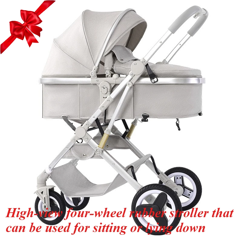 Cochecito reversible plegable cuatro ruedas con respaldo reclinable