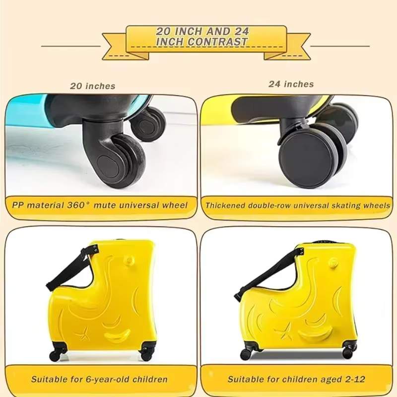 Maleta scooter infantil con asiento y rueda giratoria 360 - imagen 4