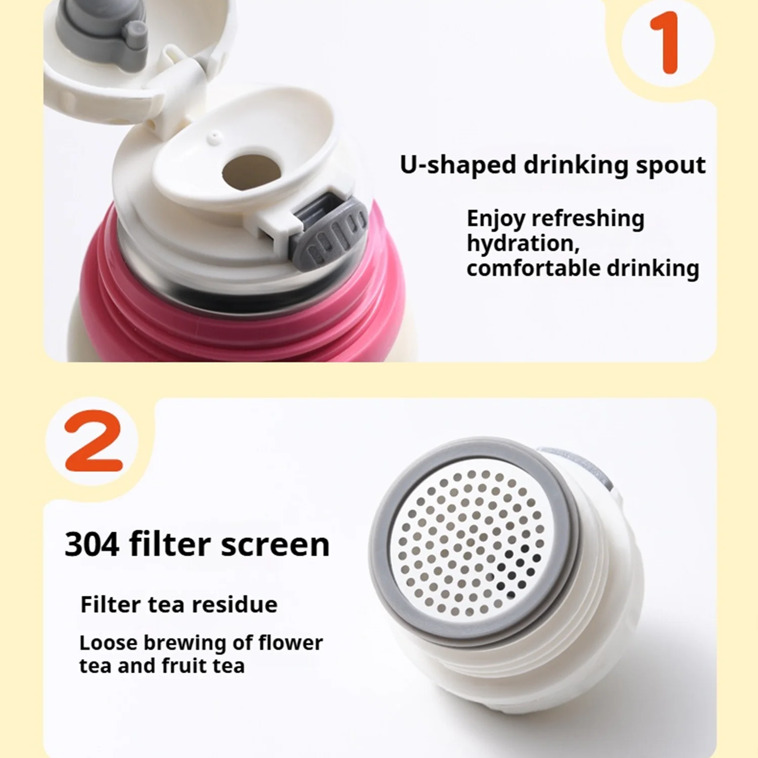 Taza de agua fría y aislamiento térmico para niños de gran capacidad de 550ML, acero inoxidable 316 con tapa, con asa, regalo de cumpleaños - imagen 5