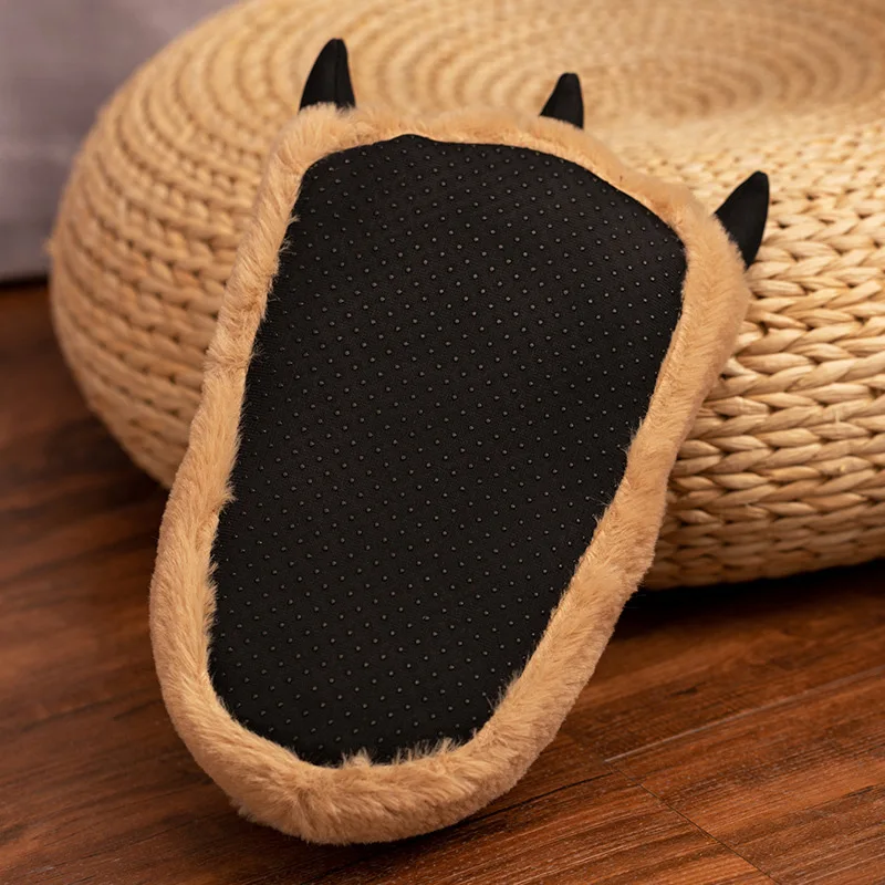 Pantuflas gruesas y cálidas de oso para casa con dibujos suaves