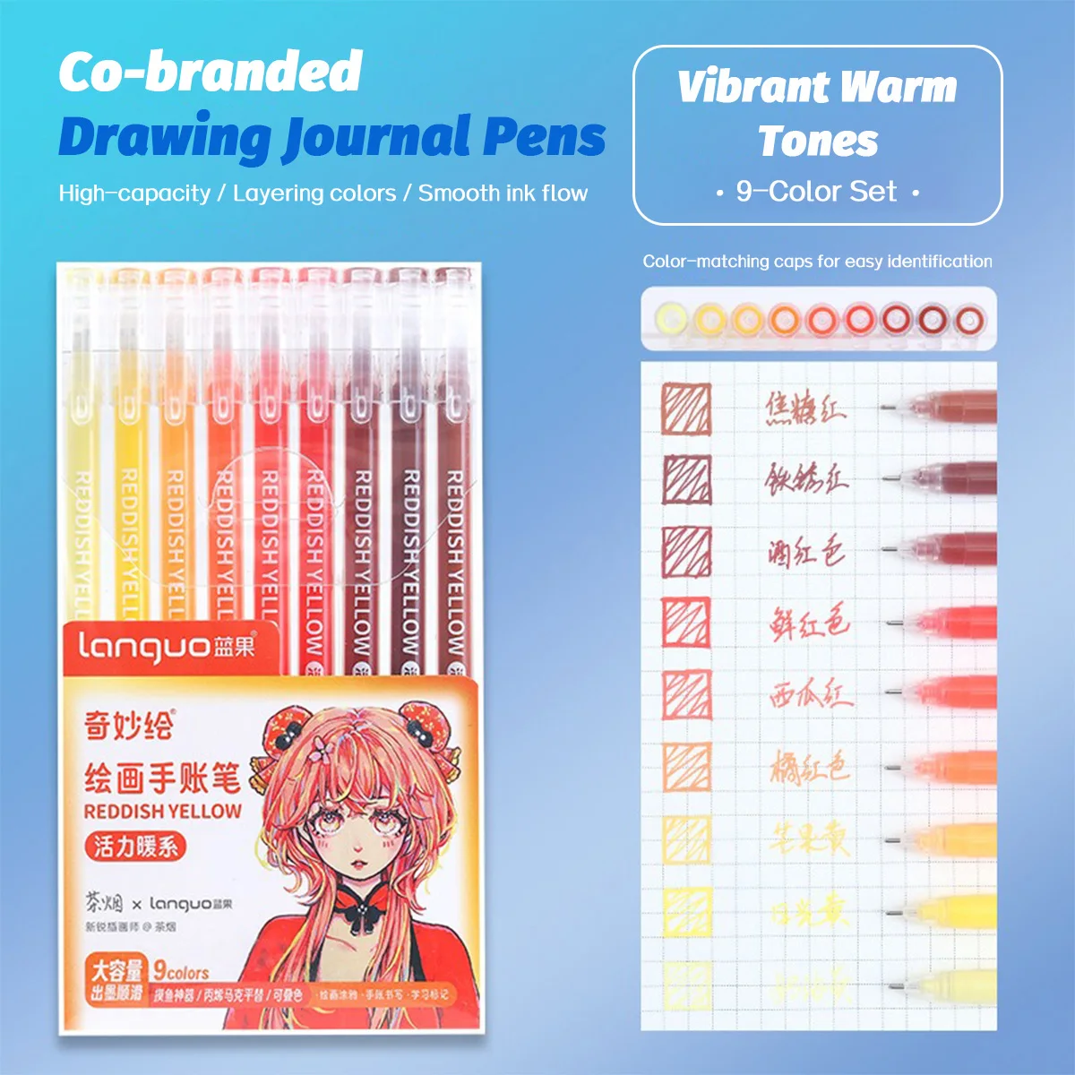 Juego de 6/9 Uds de bolígrafos de Gel Languo Morandi de 0,5mm, juego de Pastel Kawaii para estudiantes, diario, álbum de recortes, bolígrafo de pintura y dibujo, suministros escolares - imagen 3