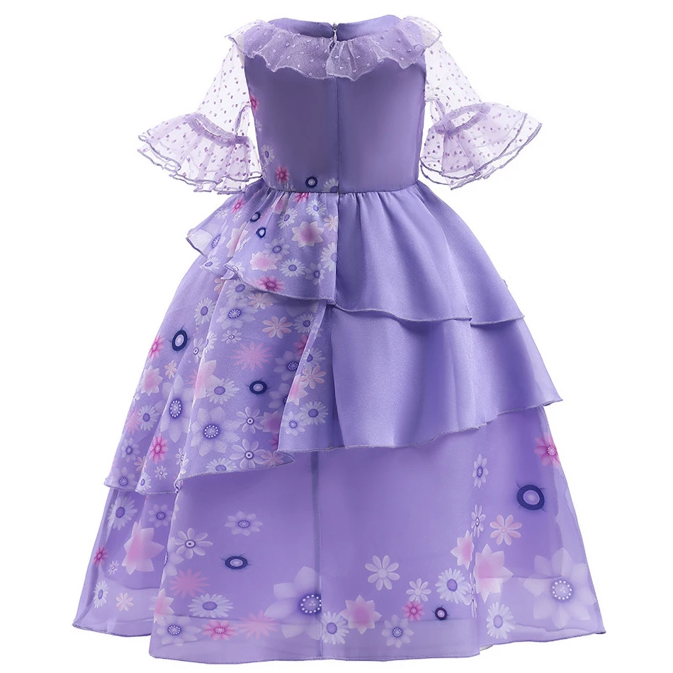 Vestido de Isabela para niños, disfraz acampanado con columpio Floral verano niñas, traje Cosplay Encanto, ropa Halloween Madrigal 3 a 12 años - imagen 5