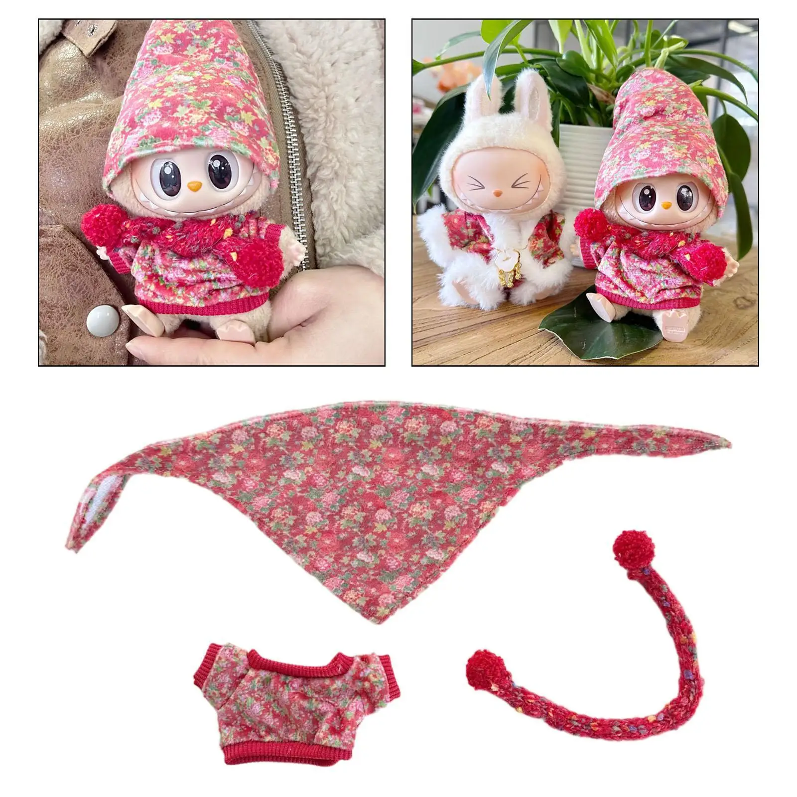 Doll Clothes Suit Doll Wearable Headgear Clothes Stylish Doll Accessories Dress up Outifit Doll Clothing for Dolls Girls Kids