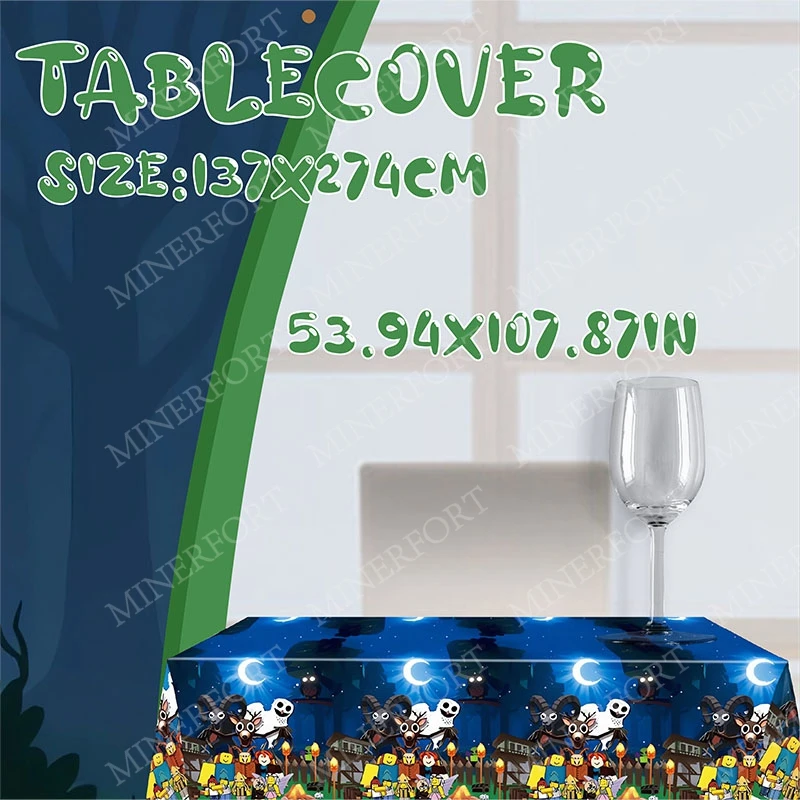 Roblox 99 noches en el bosque mantel temático de dibujos animados para celebrar decoración Anime cumpleaños Baby Shower suministros para fiestas - imagen 3