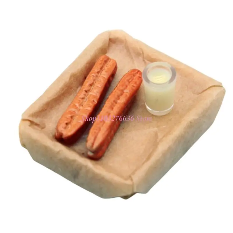 Juego de desayuno en miniatura R6FD con bandeja de madera para casa