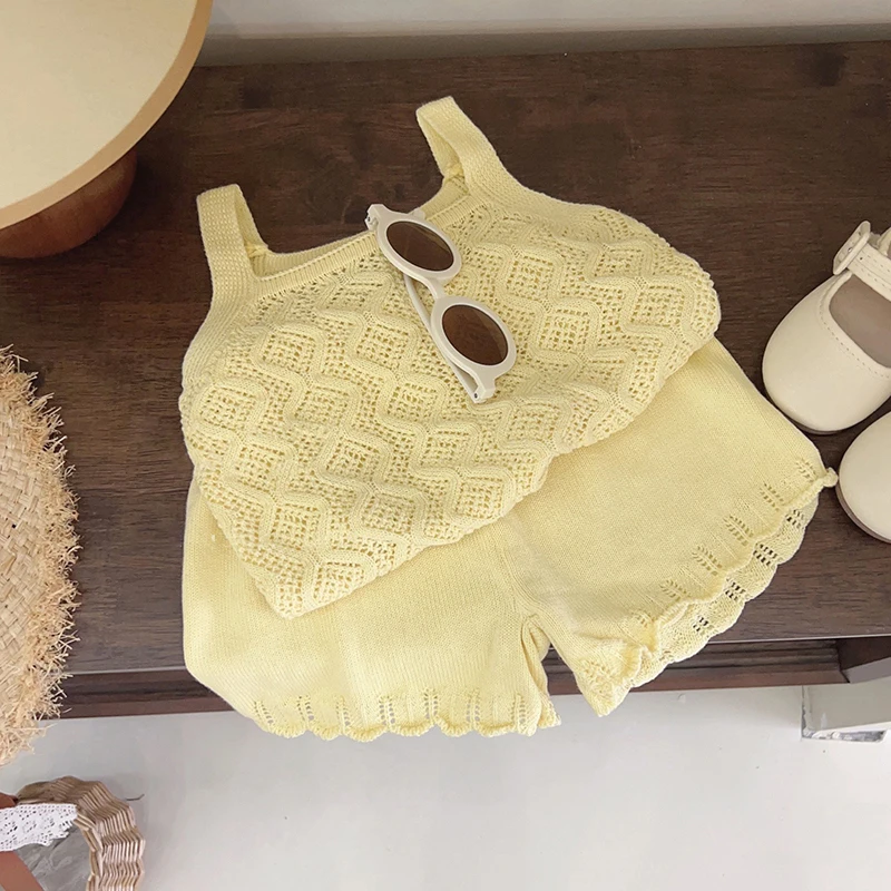 Conjunto de verano para niña con chaleco y pantalón corto algodón - imagen 5