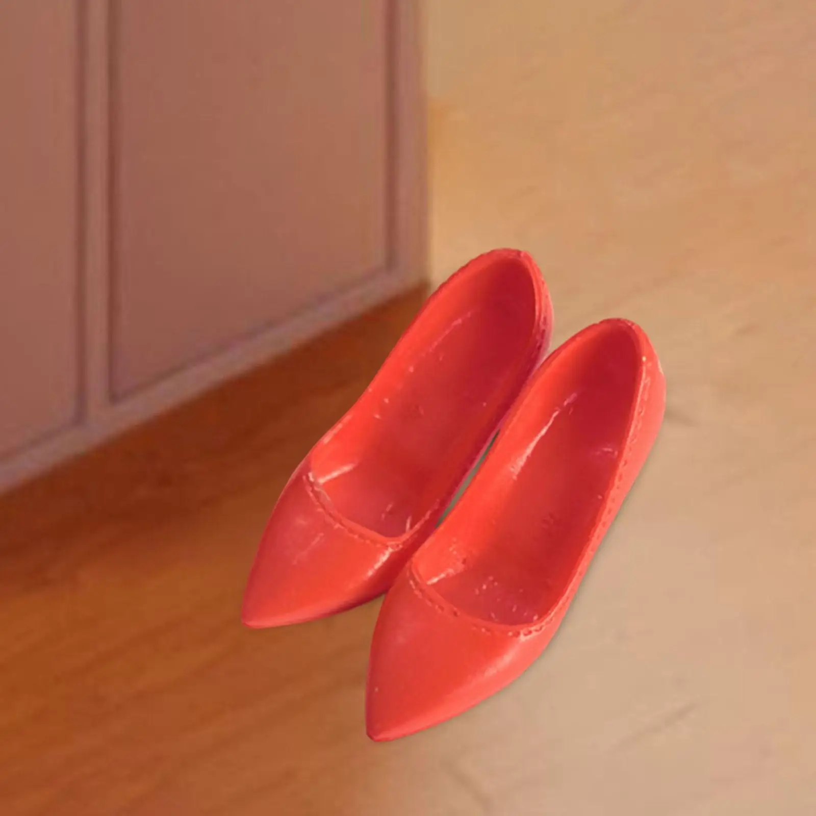 12 Inch Doll Shoes 1 6 Scale Fashion Dress Red High Heels Closed Toe PVC Pumps for Girls Dolls