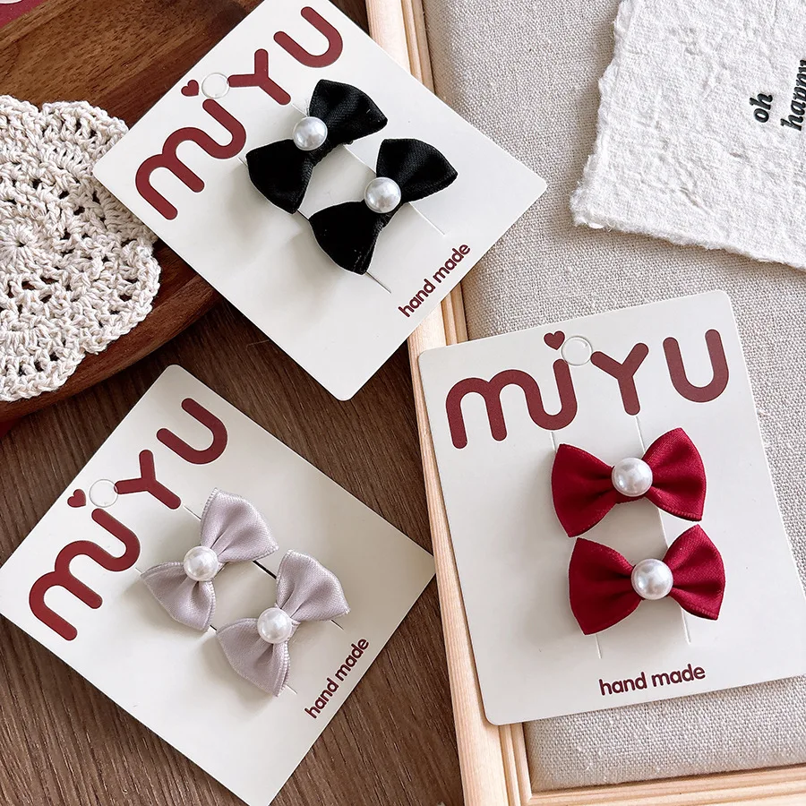 Pinzas para el cabello de mariposa y perlas pequeñas de satén coreano, pinzas para el cabello para niñas, accesorios para el cabello para niñas - imagen 3