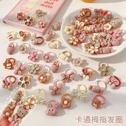 Bandas para el cabello bebé con flores y ositos – Mini aros elásticos