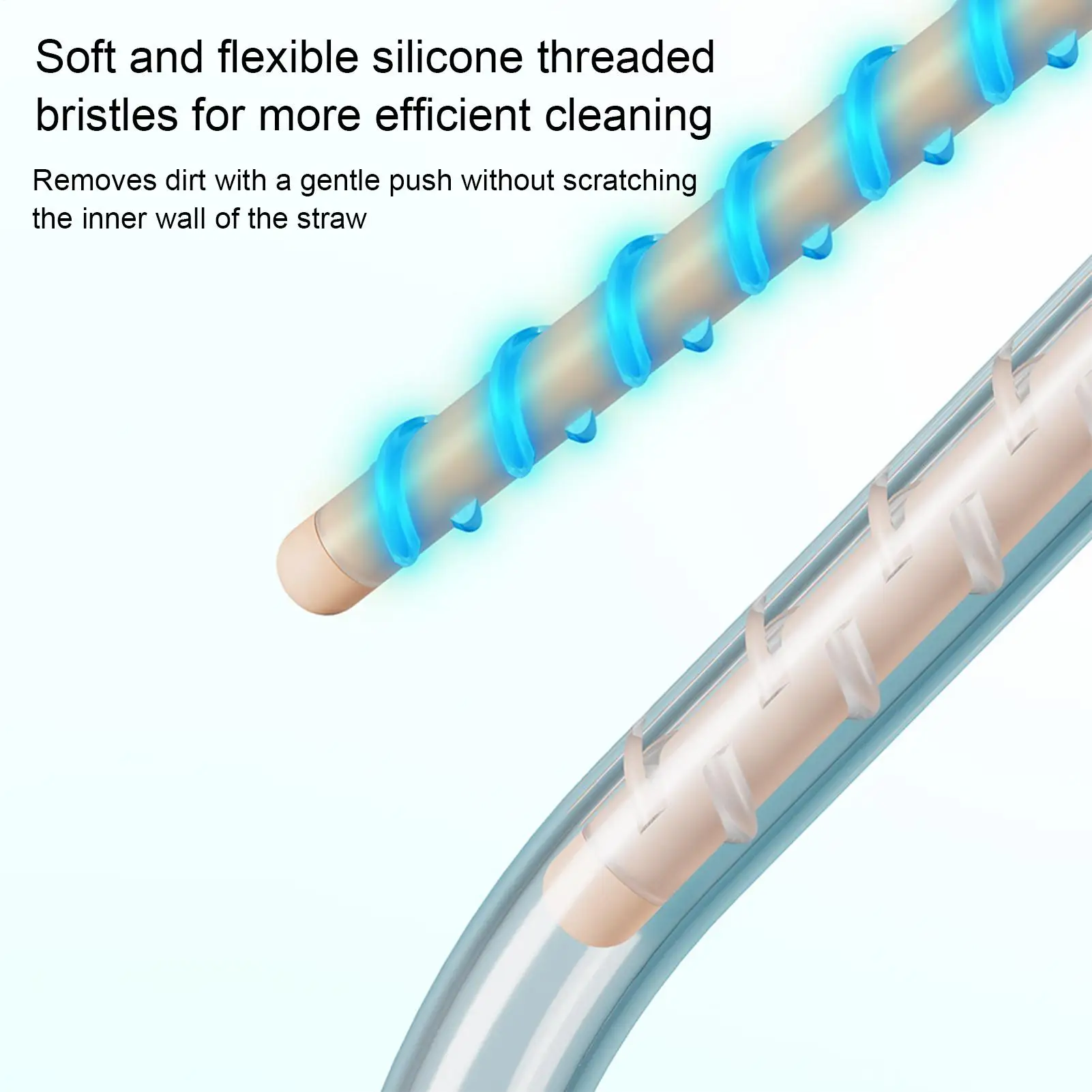 Limpiador de paja de silicona, lavadora Flexible, cepillo limpiador de botellas con pajita, Extra largo para viaje, agua, baño, plato de vidrio - imagen 4