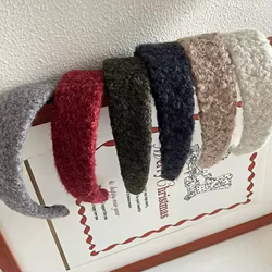 Diadema de piel de oveja rizada y esponjosa para otoño e invierno, pinza ancha para prensar el cabello, lazo para el cabello, diadema de corona alta para mujer