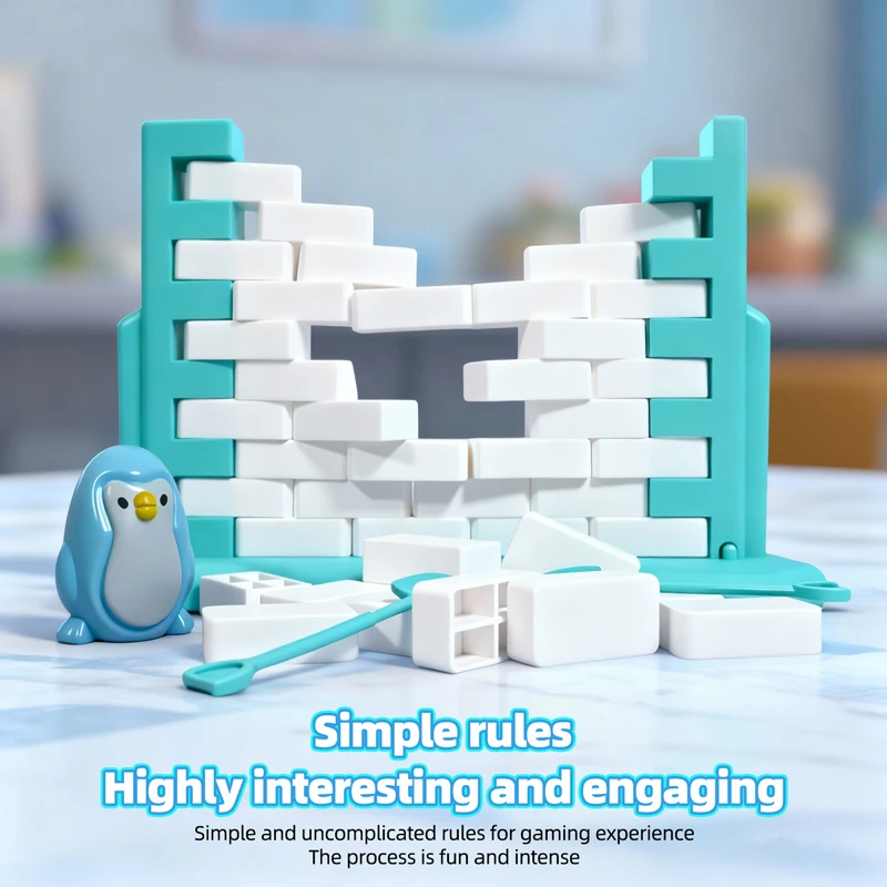 Salva juego de pingüino, rompecabezas de ladrillo de construcción de pared, juguetes de interacción entre padres e hijos, juego de mesa de fiesta, regalos de cumpleaños para niños