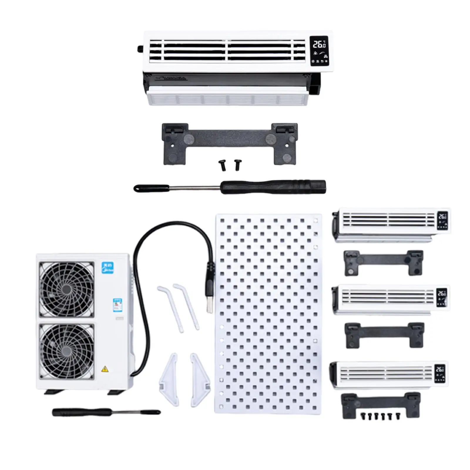 Conjunto de modelo de aire acondicionado en miniatura, decoración para casa de muñecas, adorno resistente a escala 1/12, juguete simulado, muebles para casa de muñecas