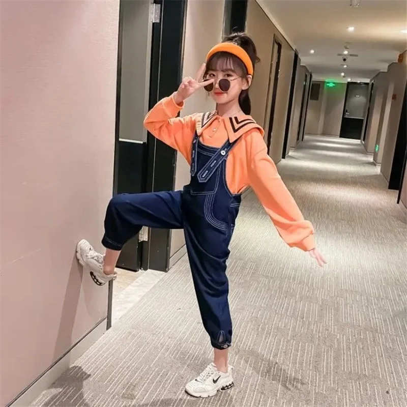 Monos de mezclilla informales para niñas, monos medianos y grandes, estilo de primavera y otoño, monos de mezclilla versátiles a la moda, nuevos - imagen 4