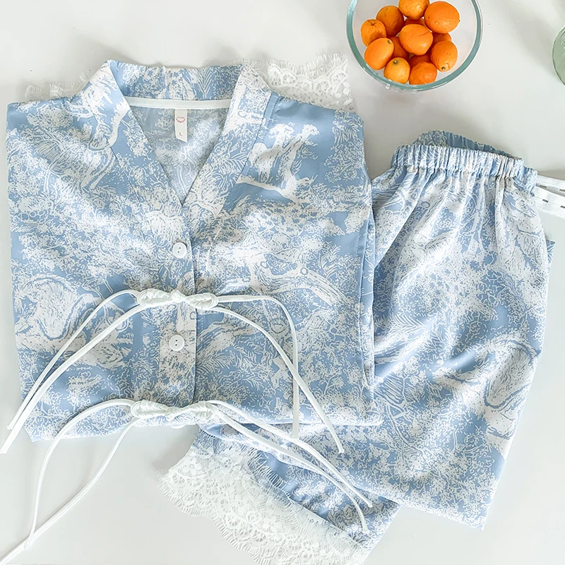 Pijama de maternidad estampado, tejido fresco para embarazadas