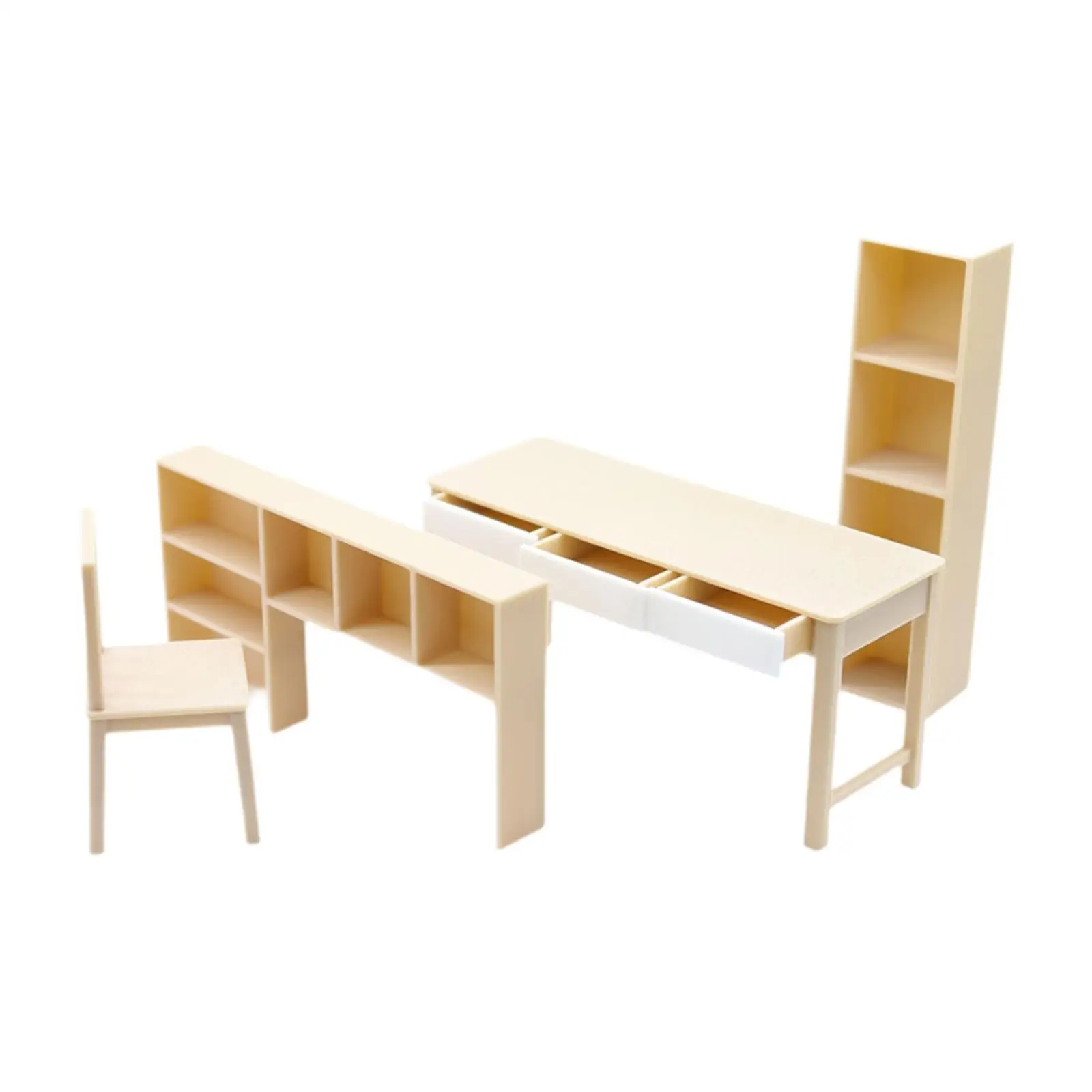 1/12 Scale Dollhouse Desk and Bookshelf Model ,Simulated Micro Scene ,Room Scene Decoration ,Miniature Dollhouse Furniture